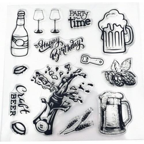Champagne Beer Transparent Clear Silicone Stamp Seal DIY Scrapbooking Bullet Journal Accessories Decor Stencil Painting Template