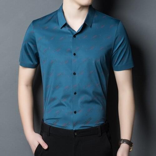 Big Size Blue Stylish Mens Work Shirts Smooth Silk Oversize Costume Claret Office Wear Burgundy Clothes Social Husband Dress Red