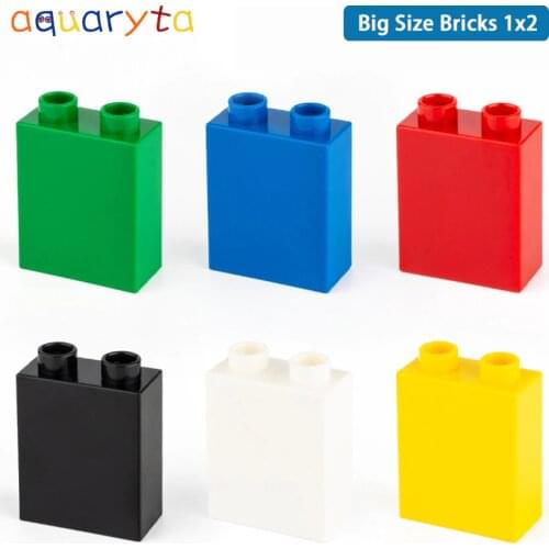 Aquaryta 15pcs Building Block Heightening Bricks 1x2 DIY Block Parts Figure Toy Compatible with Duploed Gift for Little Children