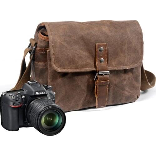 Outdoor Camera BagDigital SLR Professional Waterproof Oil Wax Canvas Camera Bag Shoulder Bag