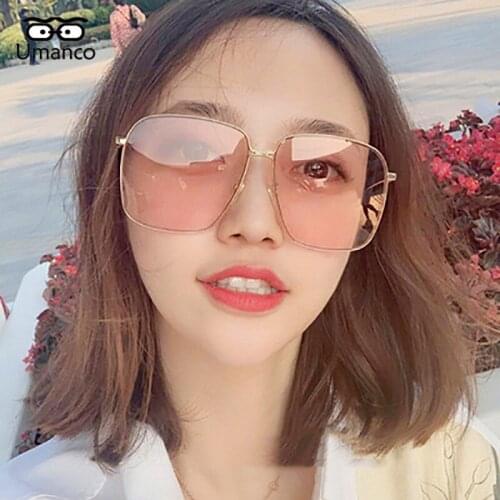 Umanco 2021 New Luxury Oversized Square Sunglasses For Women Men Alloy Frame AC Lens Trendy Brand Beach Shade Travel Gifts