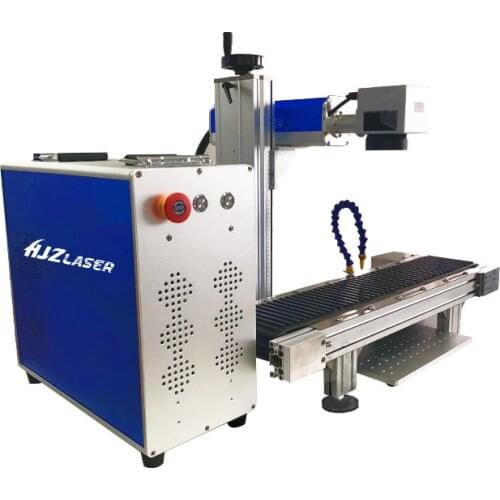 20W 30W 50W Fiber Laser Metal Etching Machine For Gold Silver Aluminum Pens Jewelry Ring Logo Engraving With Conveyor Belt