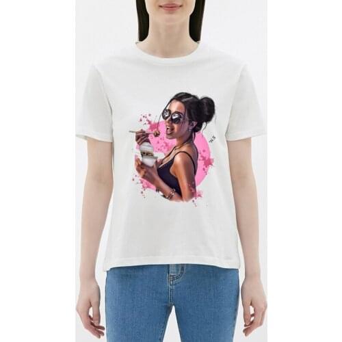 Funny Tops Tees Graphic T Shirts Punk Womens Casual O-neck Harajuku T Shirt Cotton T-shirt Pretty Girl Printing Cool