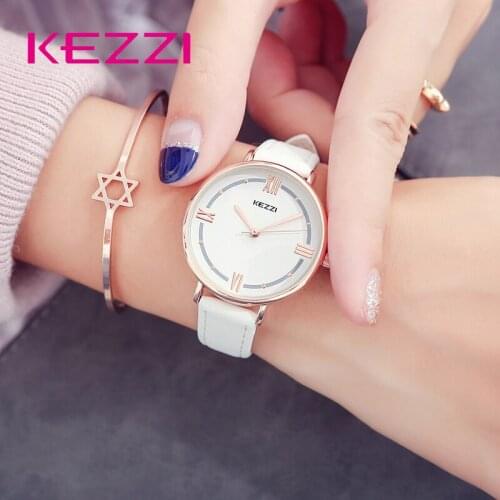 Kezzi Brand Ladies Watches Leather Female Roman Numeral Dial Quartz Watch Women Fashion Casual Strap Watch Reloj Mujer