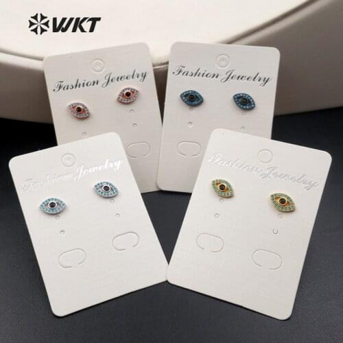 ME014 Dedicate Jewelry Evil Eye Shape Stud Earring With Natural Stone Earring For Women Decoration Stud Earring