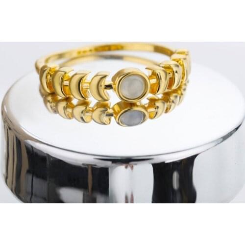 Vintage Opal Sun Moon Rings For Women Stainless Steel Gold Color Opal Engagement Aesthetic Wedding Ring Jewelry Accessories Gift