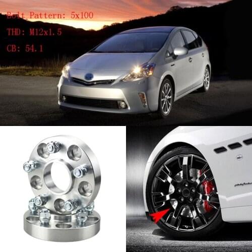 4pcs 1" Wheel Spacers Adapters 5 Lug 5x3.9"/5x100-12x1.5 Studs For Toyota Pruis 2005