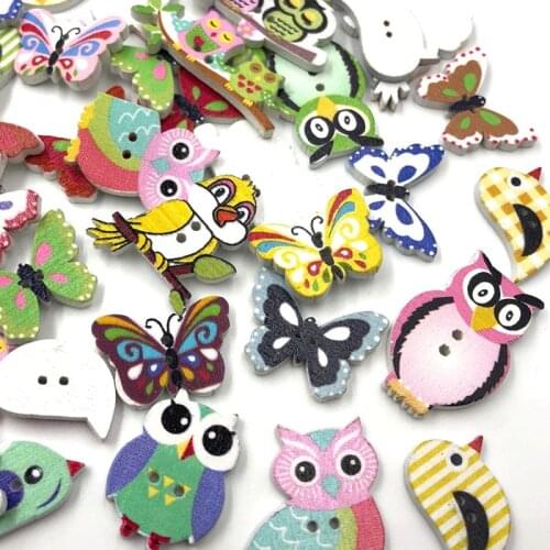 50pcs Animal Wooden Buttons Fit Sewing Scrapbooking decoration WB472