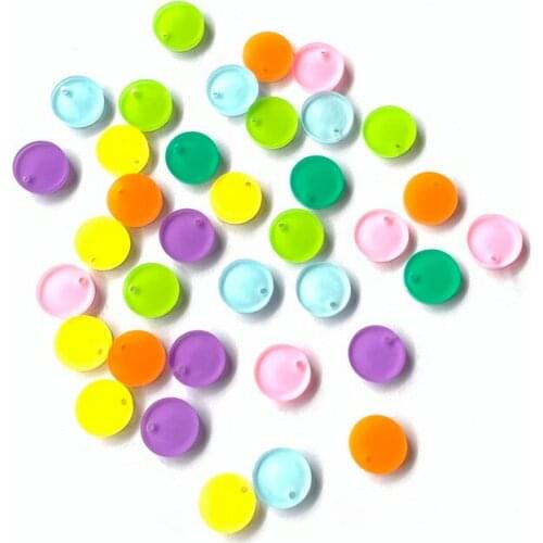 50pcs/pack Colorful Flat Round Circle Blank Coin Shaped Jelly Color Translucence Bead Acrylic Accessories For DIY Jewelry Making