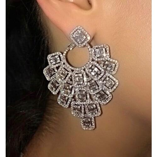 ACCKING Luxury Flower shape Full Micro Cubic Zirconia Women Bridal Wedding Engagement Earring wholesale