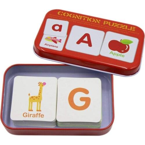 Anti-Tear Flash Cards Learning Alphabet Puzzle Cards, Matching Puzzle Cognitive Early Educational Learning Toys Mental Storage B