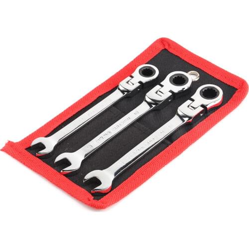 9 10 11mm Ratchet Wrench Set of Keys Spanner Flexible Fixed Head with Storage Pouch for Small DIY Bicycle Repair Home Improvent