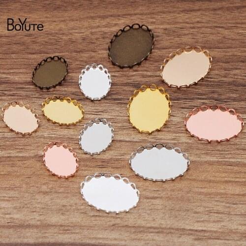 BoYuTe (50 Pieces/Lot) 13*18MM 18*25MM Oval Cabochon Base Blank Tray Settings Diy Handmade Jewelry Findings Components