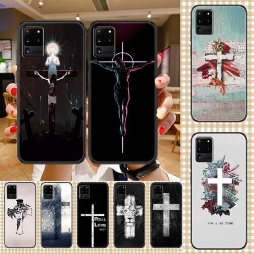 Jesus Christ Cross Phone case For Samsung Galaxy Note 4 8 9 10 20 S8 S9 S10 S10E S20 Plus UITRA Ultra black fashion back art