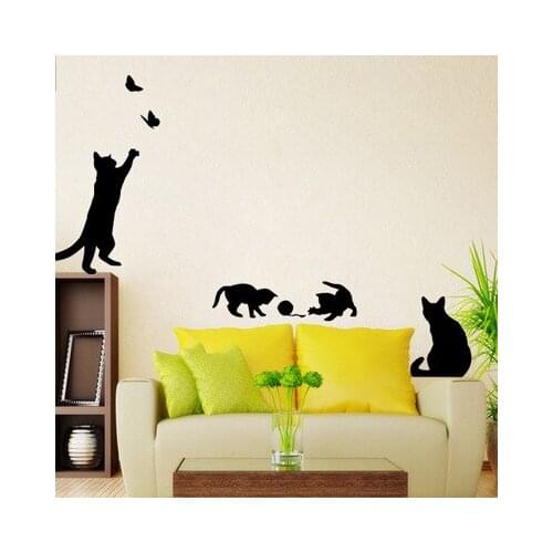 DIY Cartoon Naughty Cat Wall Sticker Kitty Play with the Kids Rooms Living Room Decoration Ceiling Stickers Wall Decal