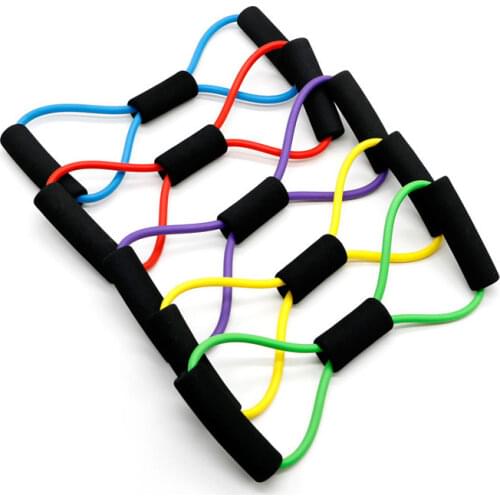 Hot Yoga Gum Fitness Resistance 8 Word Chest Expander Rope Workout Muscle Fitness Rubber Elastic Bands for Sports Exercise