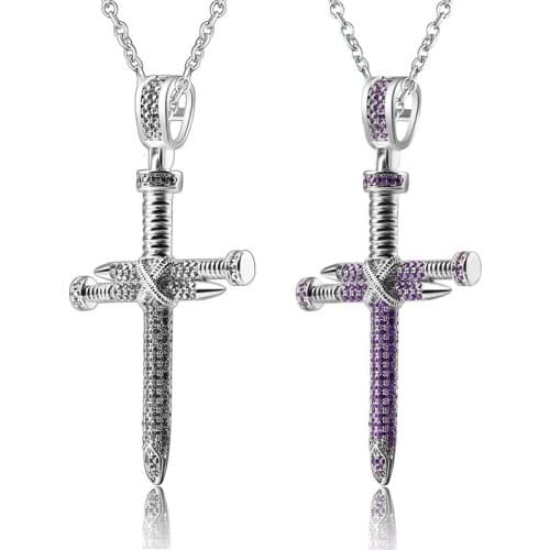 Jesus Christ Screw Inlaid Rhinestone Cross Pendant Necklace for Ladies Fashion Jesus Blessing Pendant Party Jewelry Accessories