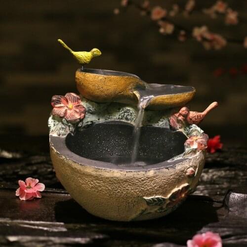 The living room feng shui creative round water fountain lucky treasure desktop ornaments bonsai waterscape humidifier business g