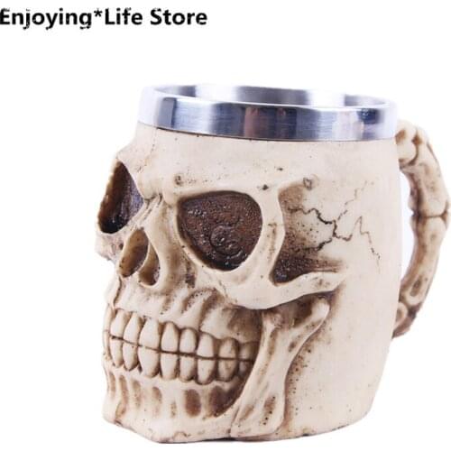 Mug Tea Cup Resin Skull Wine Glass Stainless Steel Cup Home Decoration Bar Cup Coffee Mug
