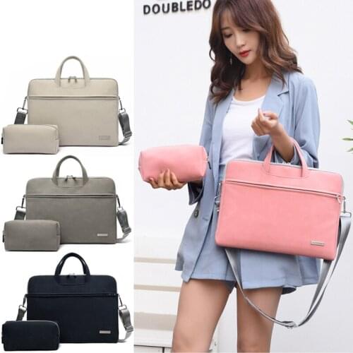 Fashion PU Leather Laptop Bag 13.3 14 15.6 Handbag For Macbook Air 13 2018 Pro 15 16 2019 Case Women Men Messenger Computer Bags