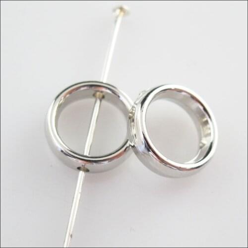 Fashion 100Pcs Dull Silver Plated Acrylic Round Spacer Beads Frame Charms 12mm
