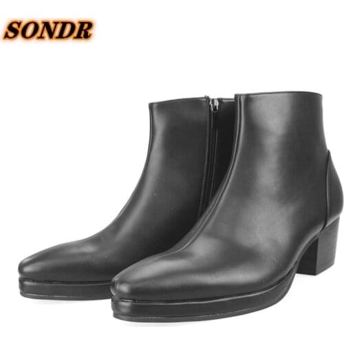 Chaussures Homme Mens Boots Fashion Male Genuine Leather Chelsea Shoes Business Formal Shoes Classic Casual High Heels Boots