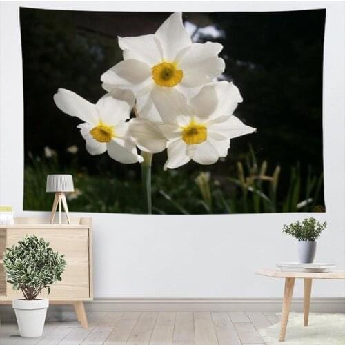 Fower Narcissu Tapestry Wall Hanging Decor Home Birthday Party Decoration Fabric Tapestries Camping Tent Travel Sleeping Pad