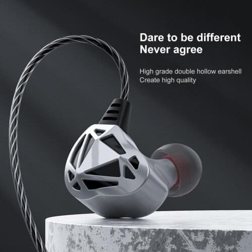 F5 Hollow Heavy Bass Earphones In Ear Wired Headset with Mic Volume Control