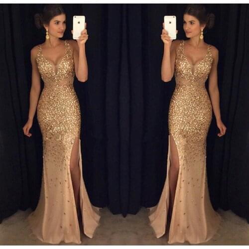 2021 spring new womens split sequin dress long skirt evening dress dress