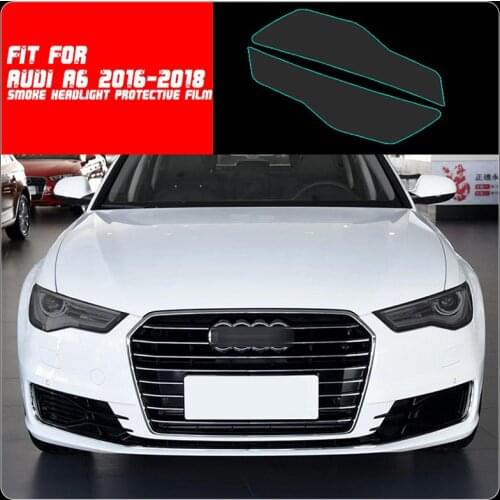 New Car LH+RH Smoke TPU Headlights Protective Precut Film Sticker Cover Trim Fit For Audi A6 2016-2018