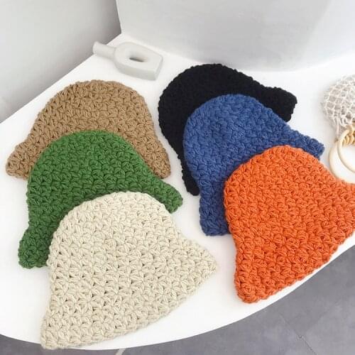 Autumn and Winter New Pure Color Thickened Knitted Hat Female All-Match Warm Wool Hat Fashion Artistic Pullover Hat Men