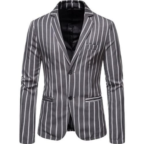 Fall New Casual Large Size Suit Jacket European and American Stripes Two Button Single Suit Fashion