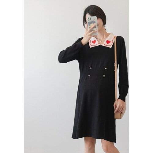 Maternity Dress Autumn And Winter Clothes Knit Sweater Casual Pregnant Woman Dress Comfortable Maternity Solid Color Dress