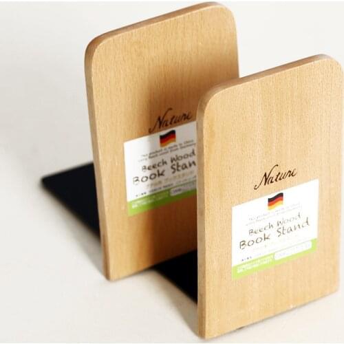 Book Ends Shelf Holder Bookends Nature Wood Book Stand Brand New Anti-skid Office Products