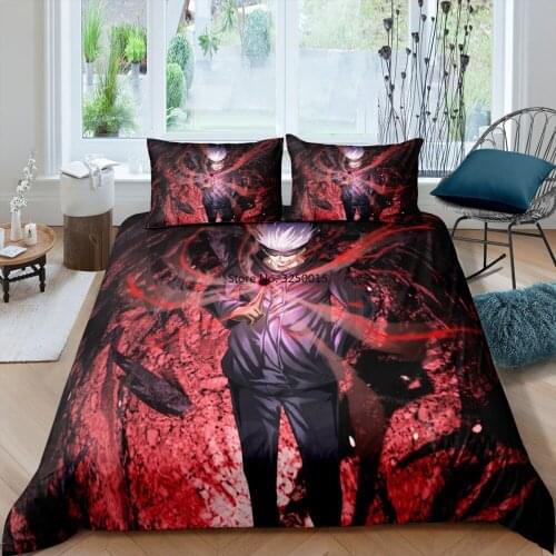 2/3 Piece Anime Bedding Jujutsu Kaisen Duvet Cover Queen King Size Quilt Cover for Bedroom Kids Microfiber Comforter Cover Sets