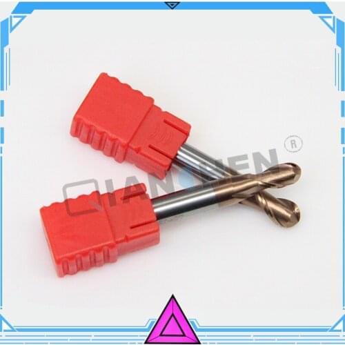 R9X100L New 2 Flutes HRC55 Ball Nose End Mills Carbide Tungsten Steel 2 Blade Coated Ball End Milling Cutter Tool knife