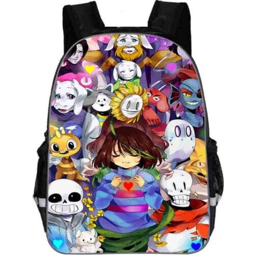 16 inch Anime Undertale Backpack Girls Boys Book Bag Women mochila Men Travel Bag Undertale Children Teenage School Backpacks
