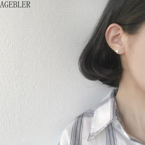 Fashion Mini Triangle Hand-drawn S925 Sterling Silver Stud Earrings Cute Simple Style for Men and Women Jewelry Gift