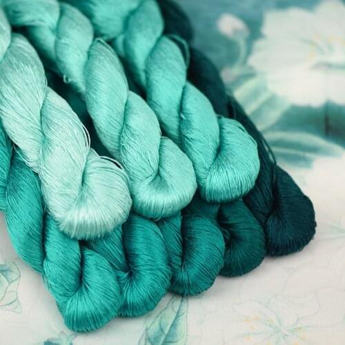 1pcs/400m silk embroidery thread / 100% silk thread /hand embroidery embroider cross stitch/ viridity/8 gradient colors