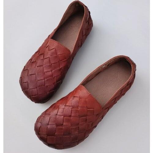 Womens Slip-on Shoes 2021 Summer Ballet Flats 100% Genuine Leather Women Casual Shoes Flat Female Shoes