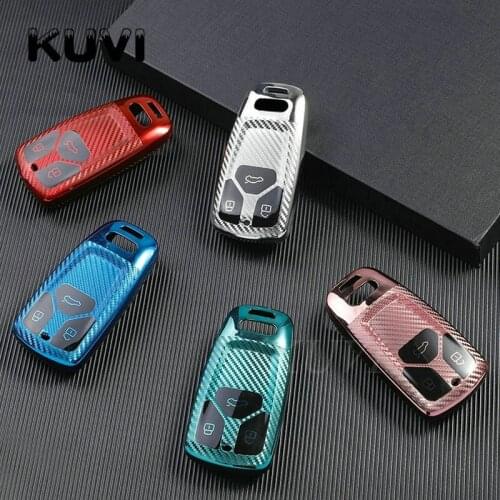 Carbon TPU Car Key Case Cover Skin Shell For AUDI A4 A4L A5 Q5 Q7 TT 2016 2017 Key Fob 2016 2017 2018 Styling Accessories