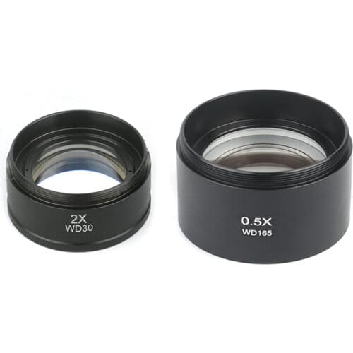 2pcs/set Microscope Accessoires 0.5X/WD165mm & 2.0X/WD30 Auxiliary Objectives Lens For Stereo Binocular Trinocular Microscope