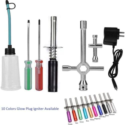 US Charger Nitro Gas Spark Glow Plug Igniter Starter Kit For 1/10 RC Nitro Engine Parts Planes Helicopter HSP 80103 80127 80129