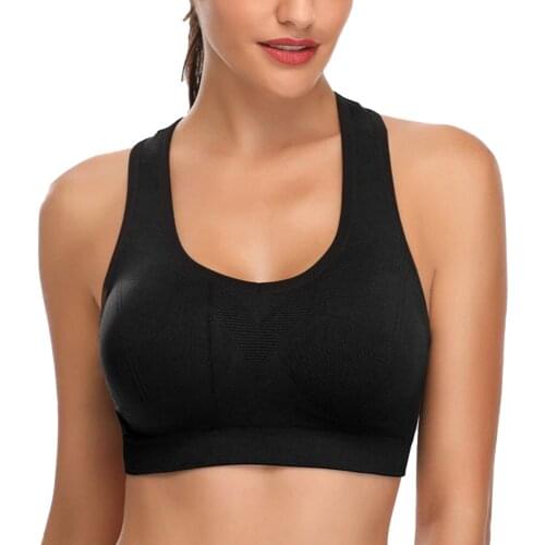 Women Simple Style Sports Bras U-shaped Collar Solid Color Underwear with Chest Pad, S/ M/ L/ XL/ XXL