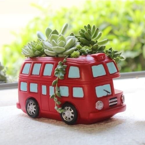 1 piece Creative Flowerpot Retro Cars Planter Resin Garden Succulent Plants Bonsai Flower Pot Decoration indoor macetas