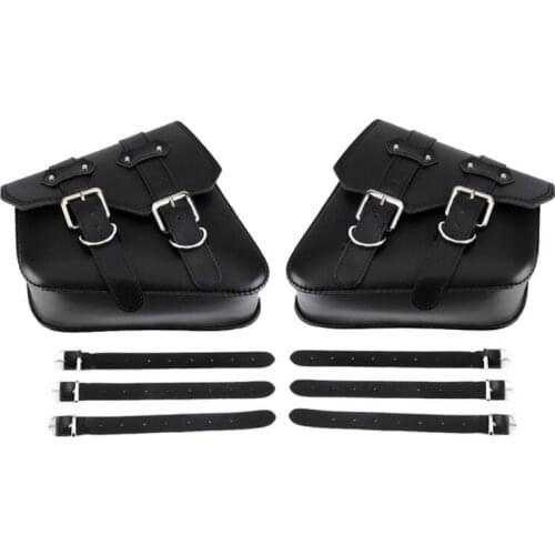 2Pcs Universal Motorcycle Bags PU Leather Saddle Bag for Sportster XL883 XL1200 Cruiser Side Storage Tool Pouche