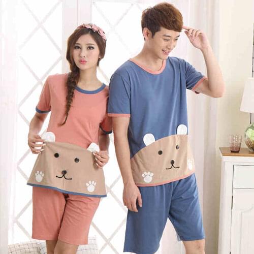 2019 Real Unicorn Pajamas Sleepwear Pajamas For Women Summer Love Men Pyjamas 100% Cotton Cartoon Pajama Sets Couples Matching