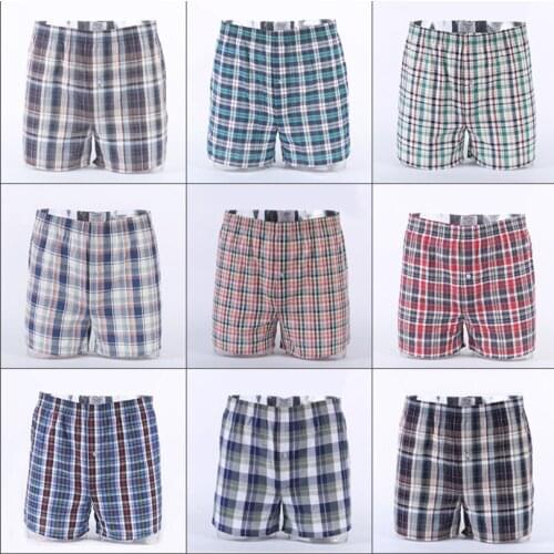3PCS Men Underwear Boxers Loose Casual Shorts Men Fashion Lattice Elastic Waist Comfortable Soft Cotton Panties Male Underwear