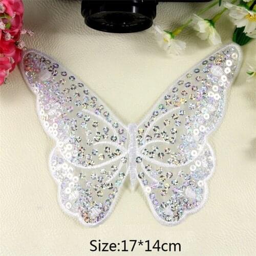 5pcs 17*14cm Butterfly Sequins Embroidery / Applique Patches Iron on Sew on Clothes DIY Accessories