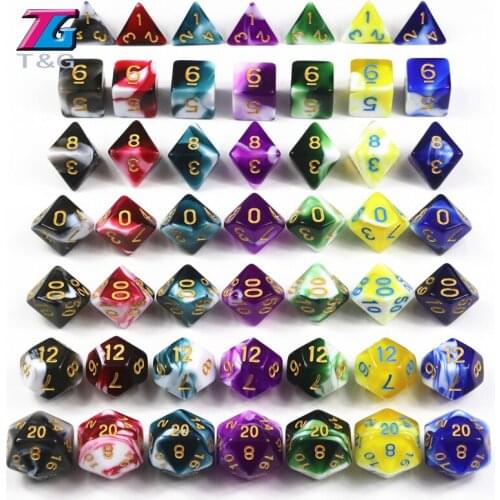 7PCS TRPG Dice for DnD D4-D20 Multi Sided Games Dices 7 color Desktop Polyhedral Set Acrylic Plastic Toy Kit